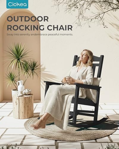 Ciokea Oversized Outdoor Rocking Chair, 380lbs Heavy-Duty Large Patio Rocker,...