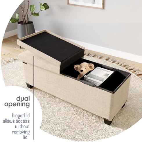 Storage Ottoman Bench with Bins, 43-in Storage Bench for Bedroom End of Bed, ...