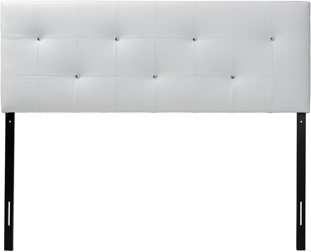 Pemberly Row Modern Faux Leather Tufted Queen Panel Headboard, 22.5" H x...
