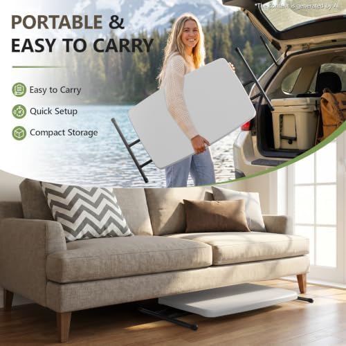 Folding Table 30 Inch - 4pack,Small Desk Adjustable Height TV Tray for Laptop...
