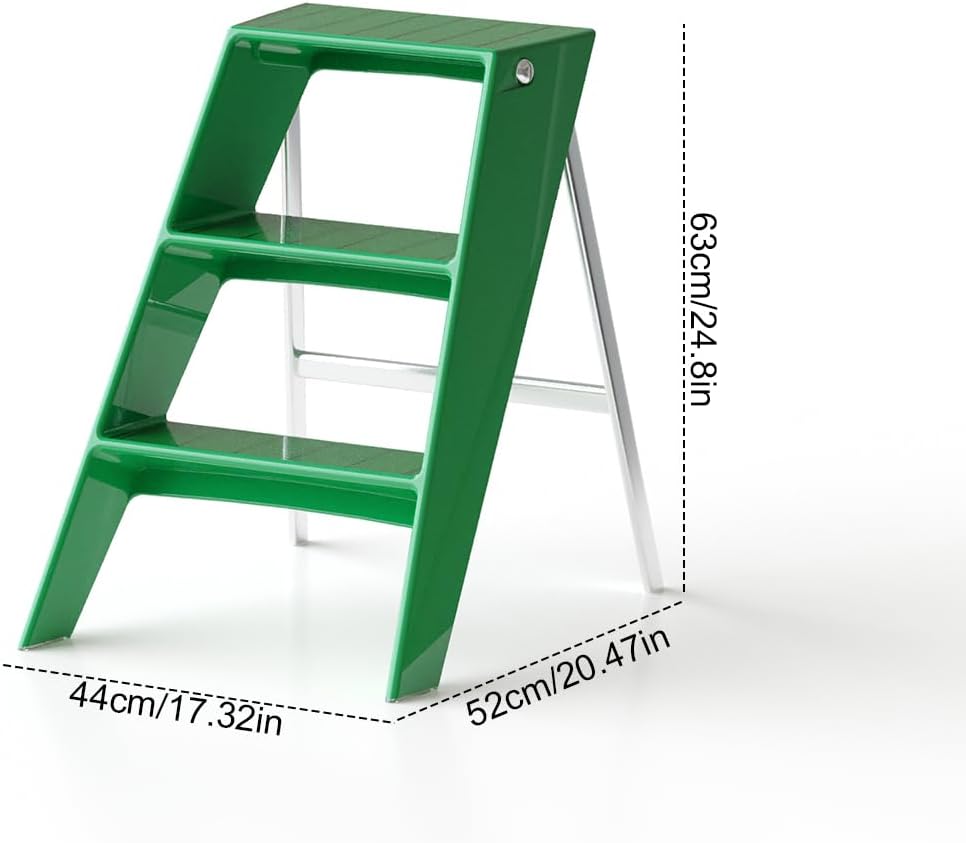 Home Folding Ladder Frame Indoor (Green) Multi Functional Thick Folding Ladder Stool Simple Creative Anti Slip Plastic Edge Table Ladder Frame