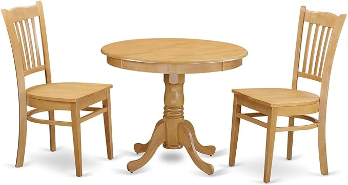 East West Furniture ANGR3-OAK-W 3 Piece Kitchen Table & Chairs Set Contai...