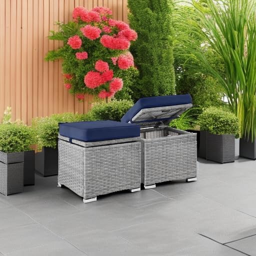 Best Choice Products Set of 2 Wicker Ottomans, Multipurpose Outdoor Furniture...