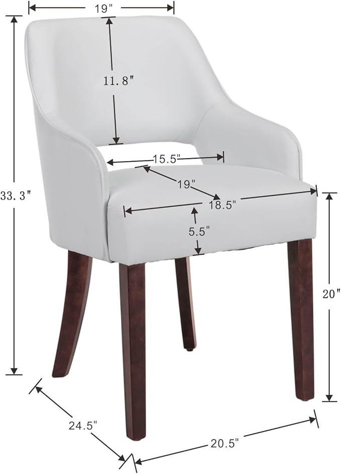 Farmhouse Dining Chairs Set of 6 PU Leather Upholstered Accent Side Chair Wood Kitchen Chairs for Living Room/Dining Room/Bedroom/Restaurant, Upgraded Size, White