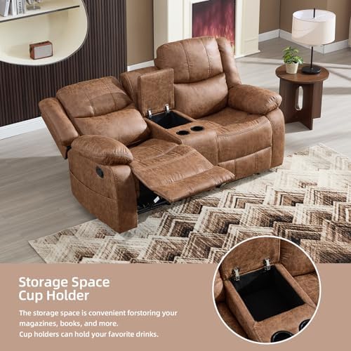 EBELLO 3 Pieces Faux Leather Recliner Sofa Furniture Set, Includes a Manual R...