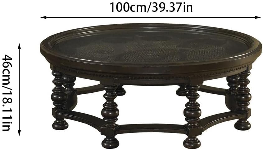 Coffee Table Solid Wood Round Coffee Table Black Retro Coffee Table Home Sofa...