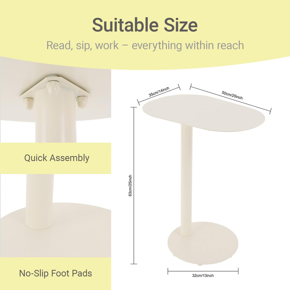 Modern C-Shaped End Table, Small Sofa Side Table Metal Side Table for Couch a...