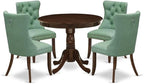 East West Furniture ANDA5-AWA-22 5 Piece Kitchen Table Set Includes a Round Dining Table with Pedestal and 4 Polyester Fabric Upholstered Parson Chairs, 36x36 Inch, Antique Walnut