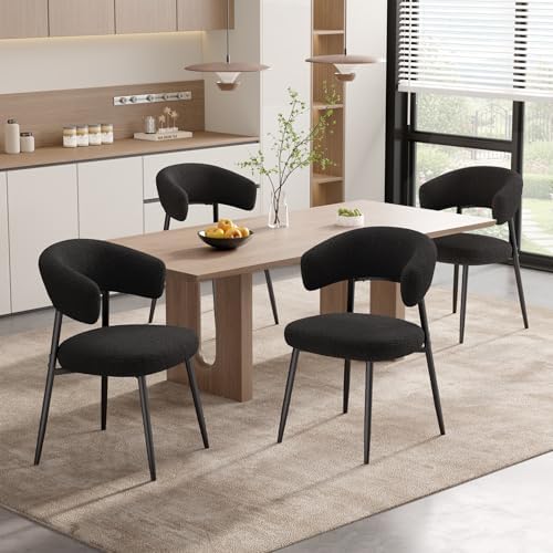 Dining Chairs Set of 6, Mid Century Modern Kitchen Chairs, Boucle Upholstered...