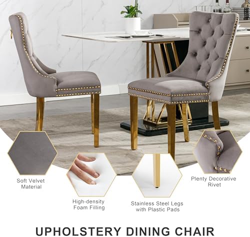 RGZ Modern 47" Clear Glass Round Dining Table Set, 5 PCS Luxury Circle G...