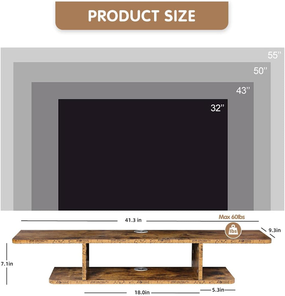 Floating TV Stand, Wall Mounted Entertainment Center and Cabinet Shelf, TV Co...