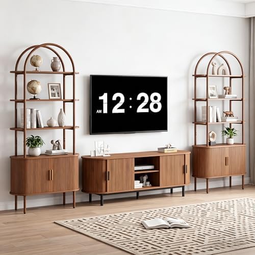 Janmer Home Unique Arched Bookshelf, 71" Tall Mid Century Modern Bookcase
