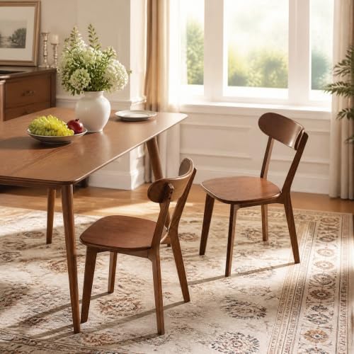 YESWOOD Oak Dining Chairs, 100% Solid Wood Kitchen Chairs with Curved Backres...