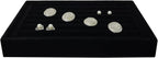 Velvet Rings Display Tray 7 Slots Ring Stud Earrings Organizer Holder Jewelry Storage Tray for Women(Black)