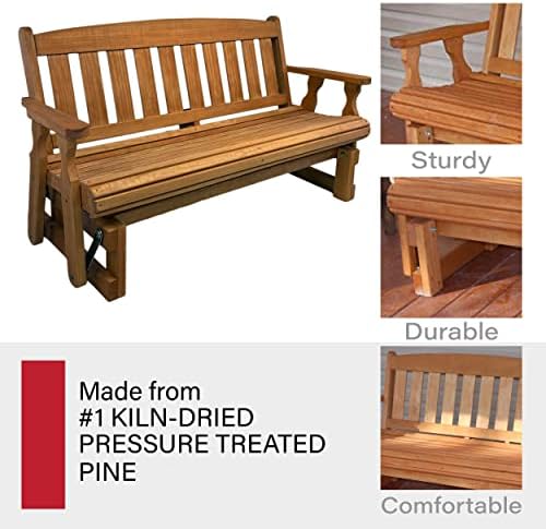 Amish Casual Heavy Duty 800 Lb Mission Pressure Treated Porch Glider (4 Foot,...