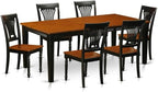 East West Furniture QUPL7-BCH-W 7 Piece Modern Dining Table Set Consist of a Rectangle Wooden Table with Butterfly Leaf and 6 Dining Room Chairs, 40x78 Inch, Black & Cherry