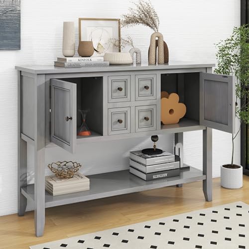Knocbel Vintage Wood Console Table Buffet Sideboard with 4 Storage Drawers, 2...