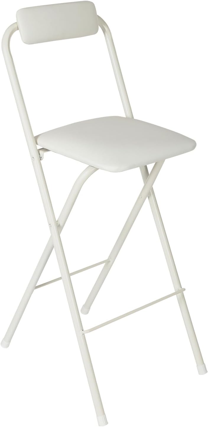 Folding Bar Stool with Back, 27 Inch Padded Counter Height Foldable Stool Por...