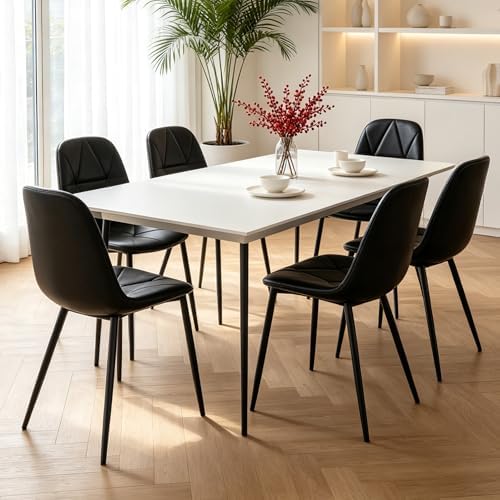 Set of 4 Black Dining Chairs – Modern Armless Kitchen & Dining Chairs, Fa...