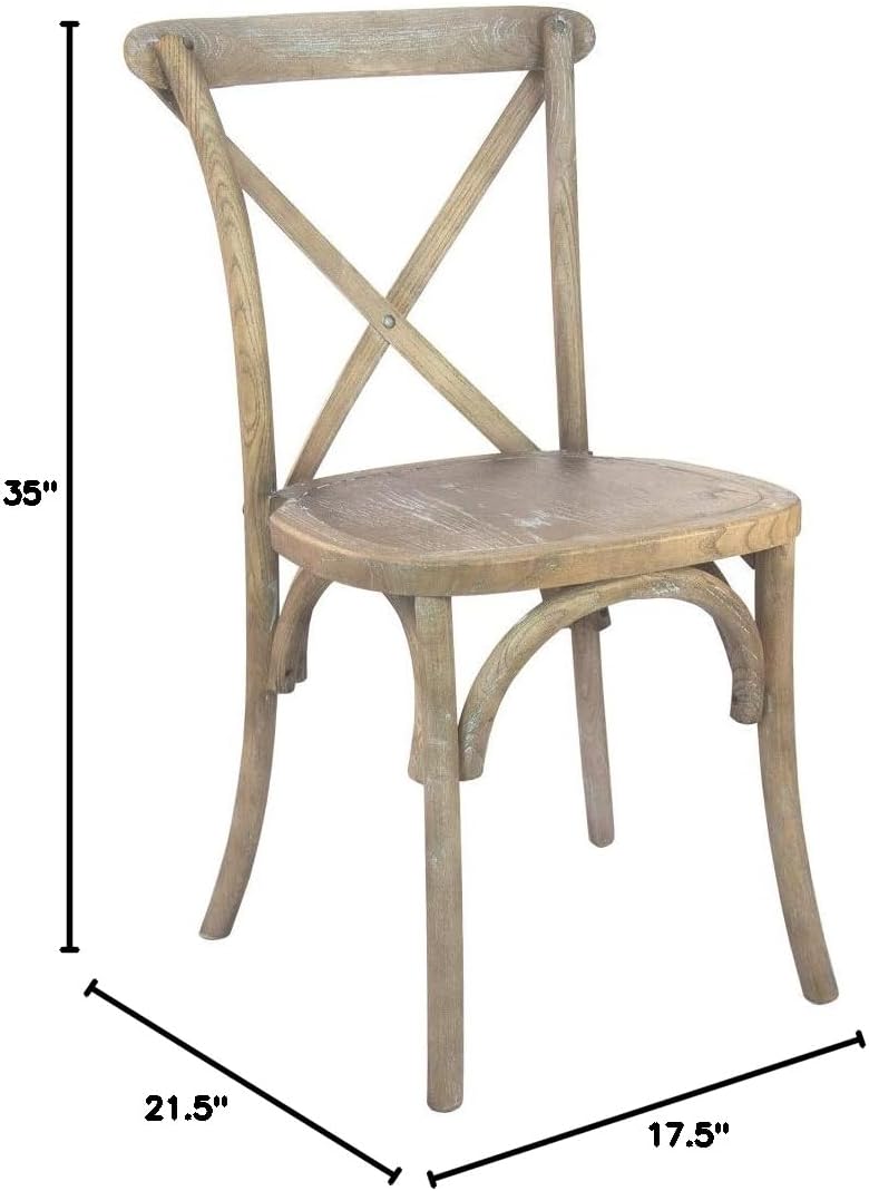 EMMA + OLIVER 2-Pack Wooden X-Back Dining Chair - Light Brown Natural Finish