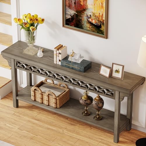 Tribesigns 70.8-Inch Solid Wood Long Console Table, Farmhouse Entryway Table ...