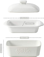 FE Butter Dish, 10 oz Ceramic Butter Keeper with Water Line, French Butter Dish with Lid for Countertop (White)