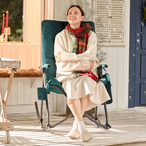 EVER ADVANCED Oversized Folding Rocking Camping Chair, Padded Portable Rocker...