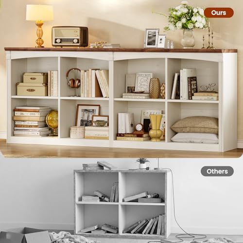 UPOSOJA 63’’ Extra Long 8 Cube Storage Organizer Bookcase,Long Bookshelf, Cub...