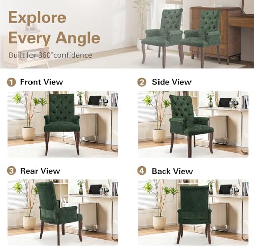 cinkehome Set of 4 Upholstered Dining Chairs, Dining Room Kitchen Chair with ...
