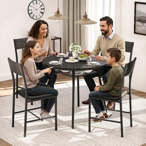 Pamapic Round Dining Table Set for 4, Kitchen Table and Chairs for 4, Dining ...