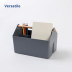 BLUE GINKGO Medium Storage Basket – Plastic Caddy with Wooden Handle for Office, Arts & Crafts, or Home Supplies (Gray)