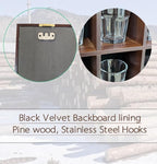 Shot Glass Display Case, Stylish Natural Varnished Glass Display Case for Display, 28 Slots Freestanding & Wall Mountable Shot Glass Holder, Perfect for Collectors - (with 1 Row for Tall Shooters)