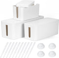 Cable Management Box DUNCHATY 3 Pack Cable Box Organizer with Large Medium Small Cord Hider Box Safe ABS Material for Cover and Hide TV Wires,Computer,Router,USB Hub and Under Desk Power Strip&Cords