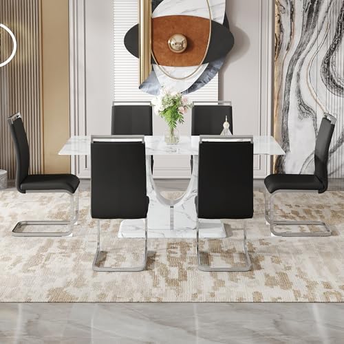 Dining Table Set for 6, Kitchen Table Chairs Set of 6, Modern Dining Room Set...
