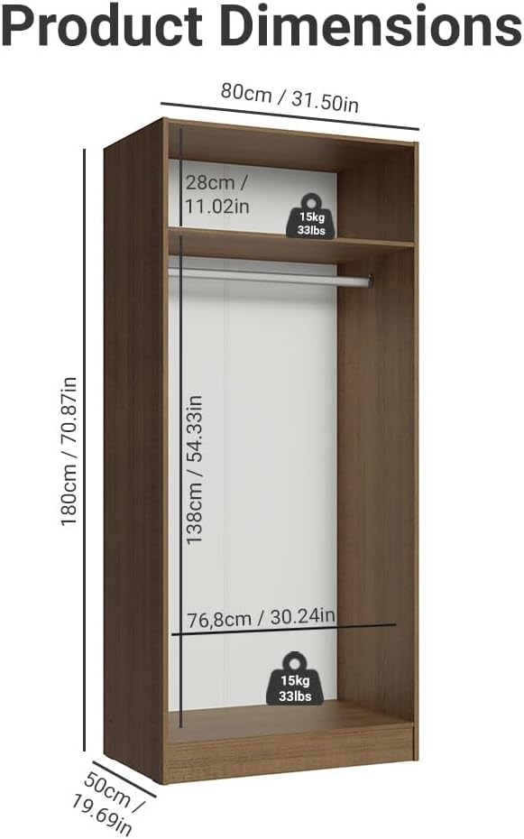 Madesa Kitchen Pantry Storage Cabinet with 2 Doors, Ample Shelf and Hanging S...