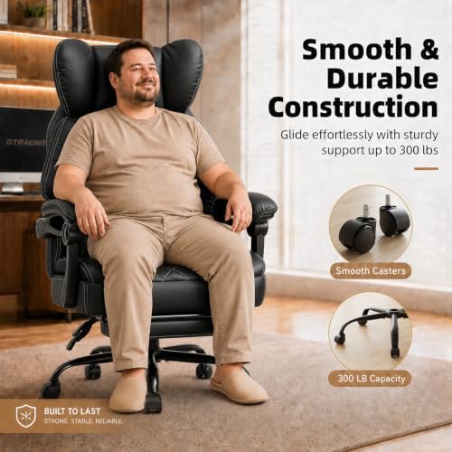 GTPLAYER Big&Tall Ergonomic Gaming Chair, Wide Spring Seat, Linkage Armre...