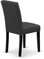 East West Furniture LGAS7-BLK-12 7 Piece Dinner Table Set Contain A Dining Table and 6 Dark Gray Polyester Fabric Person Chairs with Stylish Back- Black Finish