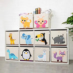 Foldable Animal Cube Storage Bins Fabric Toy Box/Chest/Organizer for Kids Nursery, 13 inch (Elegant Giraffe)