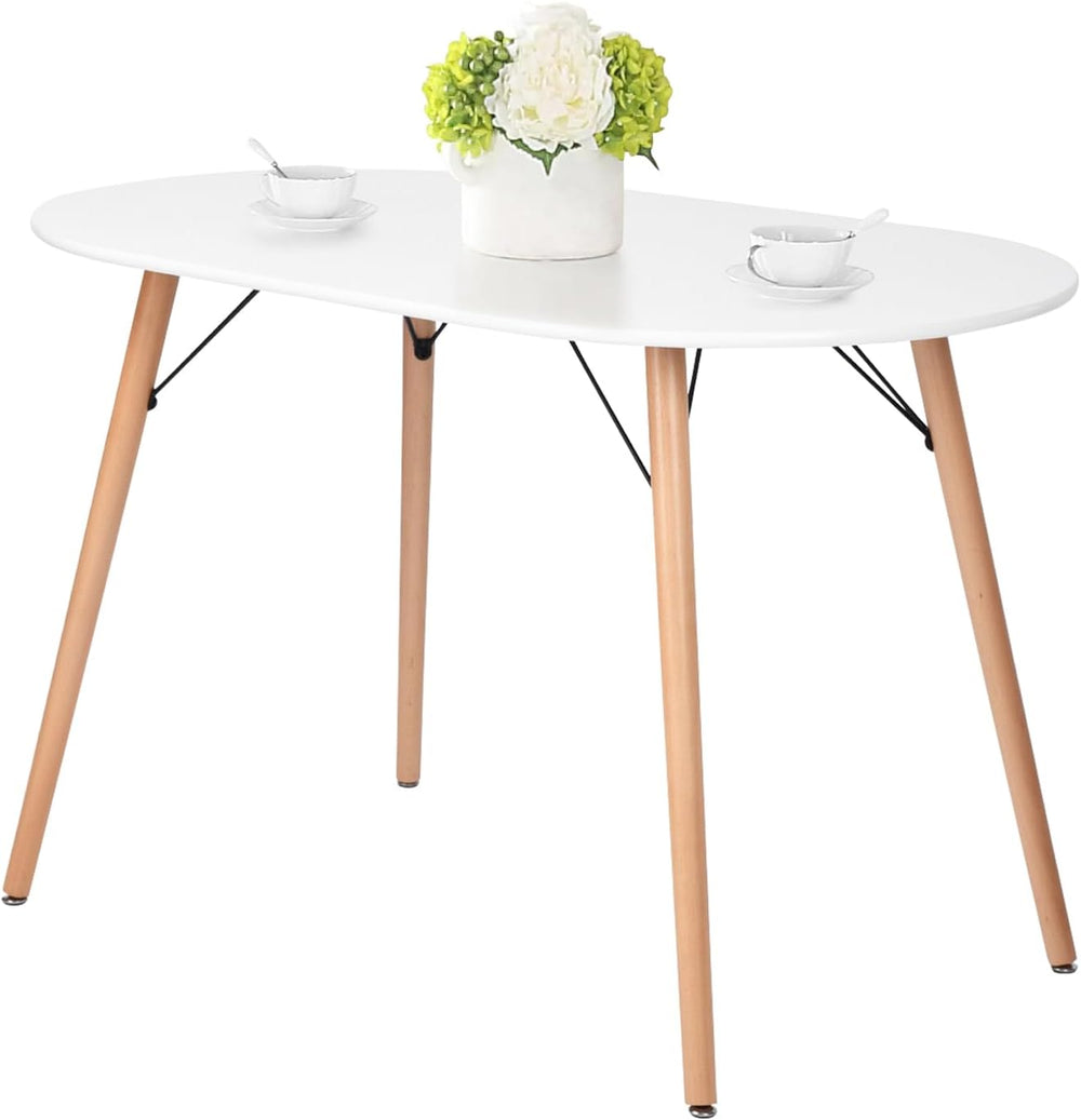 FurnitureR Dining Table Oval 47.2 Inch for 4-6 Person, Stylish Leisure Table ...