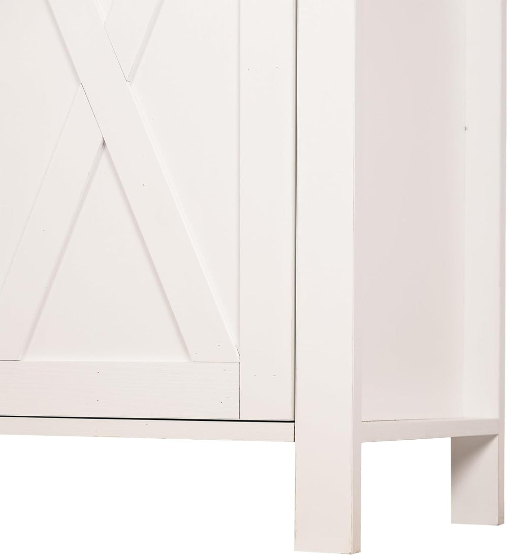 71" Tall Arched Farmhouse Pantry Cabinet with Glass Barn Door, Adjustabl...