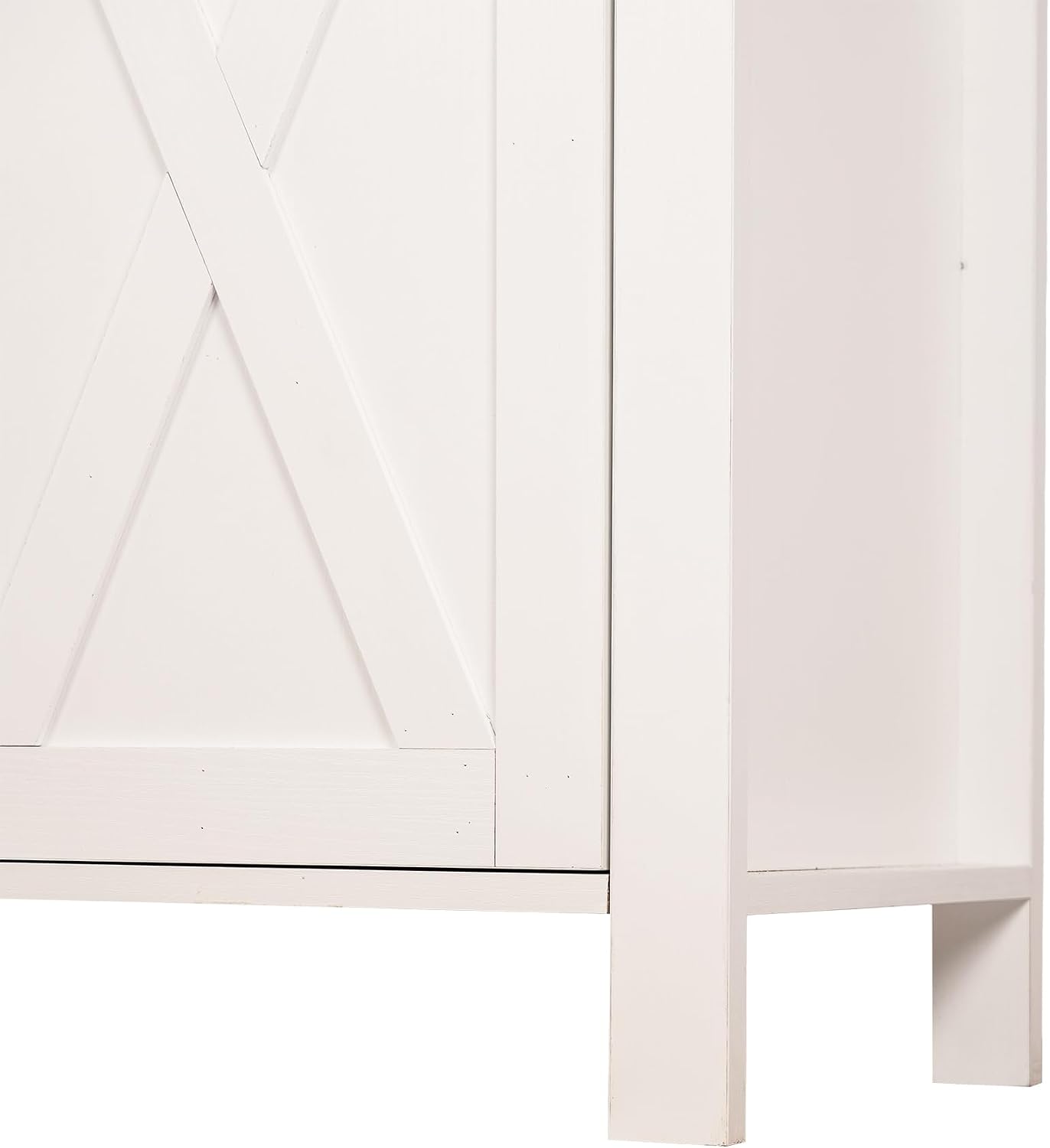 71" Tall Arched Farmhouse Pantry Cabinet with Glass Barn Door, Adjustable Shelves & Storage Racks, Rustic Freestanding Kitchen Cabinet for Living Room, Dining Room, Entryway, White