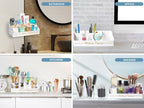 Toothbrush Holders, Toothbrush Holders for Bathroom with 6 Large Capacity Storage Slots & 3 Qtip Holders - Sturdy for Bathroom Counter Organizers and Storage Countertop - Marble White