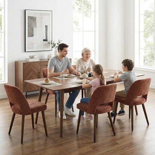 Usaint Wooden Dining Chairs Set of 2, Fabric Dining Room Chairs, Rusty Red