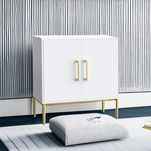 JOZZBY Buffet Sideboard Cabinet with Storage and Adjustable Shelves, White丨Mo...