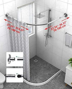 Corner Shower Curtain Rod Adjustable Stainless Steel L Shaped Rack Drill Free Install for Bathroom, Bathtub, Clothing Store (27"-39"x27"-39")