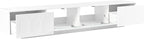 Ball & Cast Modern TV Stand with Fluted Tempered Glass Doors for TVs up to 95'', Entertainment Center w/Led Lights, Cabinets & 2 Drawers,Arched Door Design,Media Console for Living Room,White