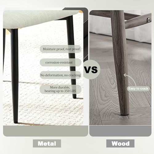 FREKEN Modern Upholstered Dining Chairs Set of 2, Mid-Century Metal Frame Lin...