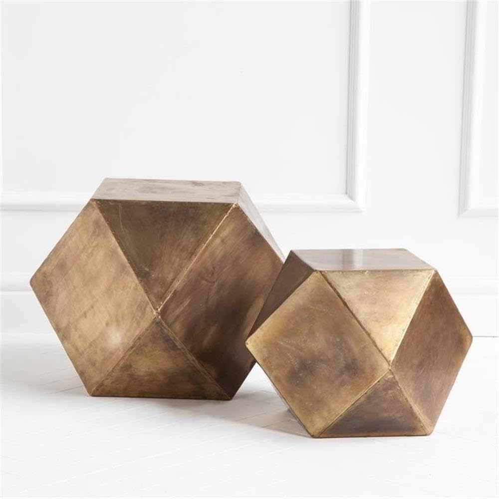 Pemberly Row Hexagonal Brass Metal Plated End/Side Table, 26"x18.5"...