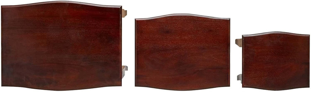 Nesting Side Tables 3 Pieces Solid Mahogany Wood | Space Saving Set, Easy Cle...
