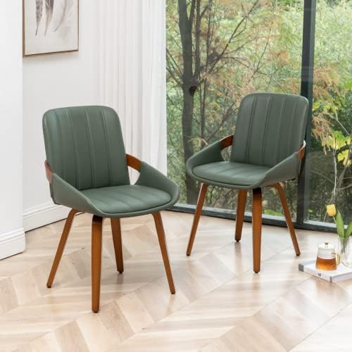 Mid Century Modern Faux Leather Upholstered Dining Chairs,Armless Accent Chai...